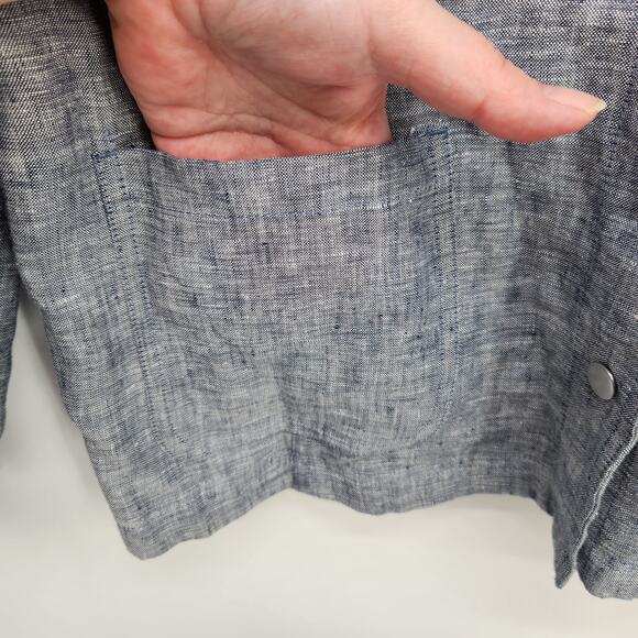 NWT Chico's Reversable Linen Indigo Stripe Jacket  Women's 2 (Large 12) - Picture 11 of 15